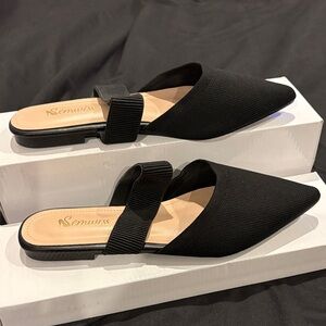Senwiss pointed toe Black Women's Slip-On Shoes